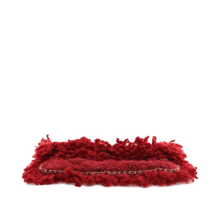 Chanel Tweed Fringe Paris Cosmopolite Clutch Red Good condition - Inside View