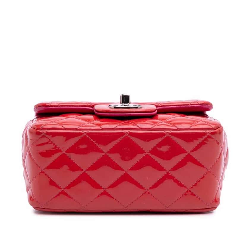 Chanel Mini Square Classic Patent Single Flap Red Leather Good condition - Inside View