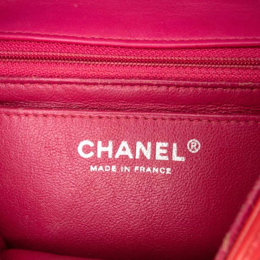 Chanel Mini Square Classic Patent Single Flap Red Leather Good condition - Box View