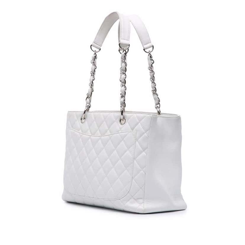 Chanel Caviar Grand Shopping Tote White Leather Good condition - Back View