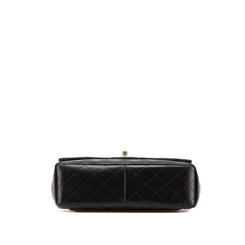 Chanel Medium Tall Classic Lambskin Double Flap Black Leather Good condition - Inside View