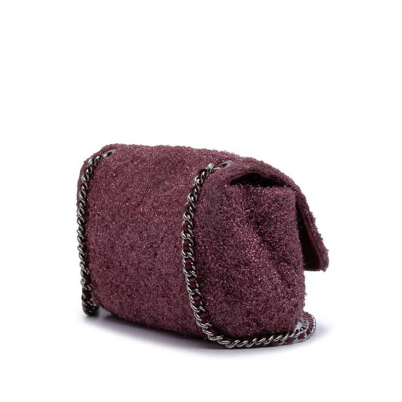 Chanel Medium Quilted Metallic Knit Pluto Glitter Flap Pink Good condition - Back View
