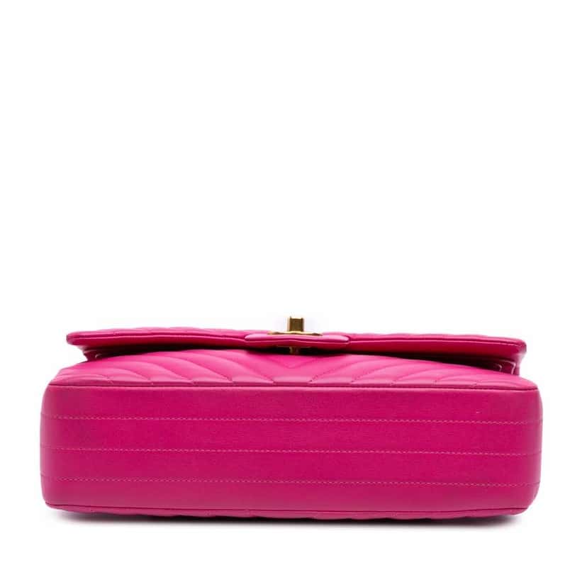 Chanel Medium Classic Chevron Lambskin Double Flap Pink Leather Good condition - Inside View