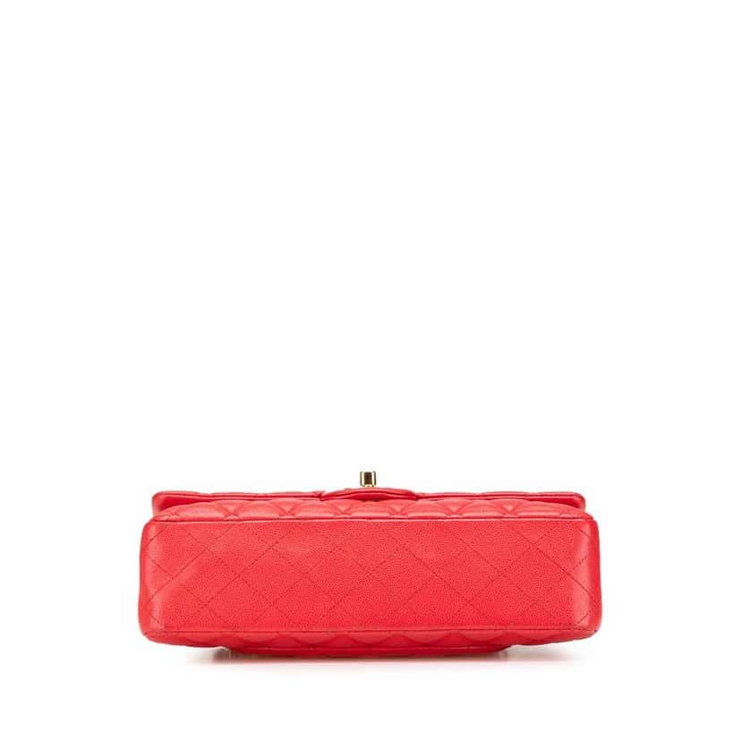Chanel Medium Classic Caviar Double Flap Red Leather Good condition - Inside View