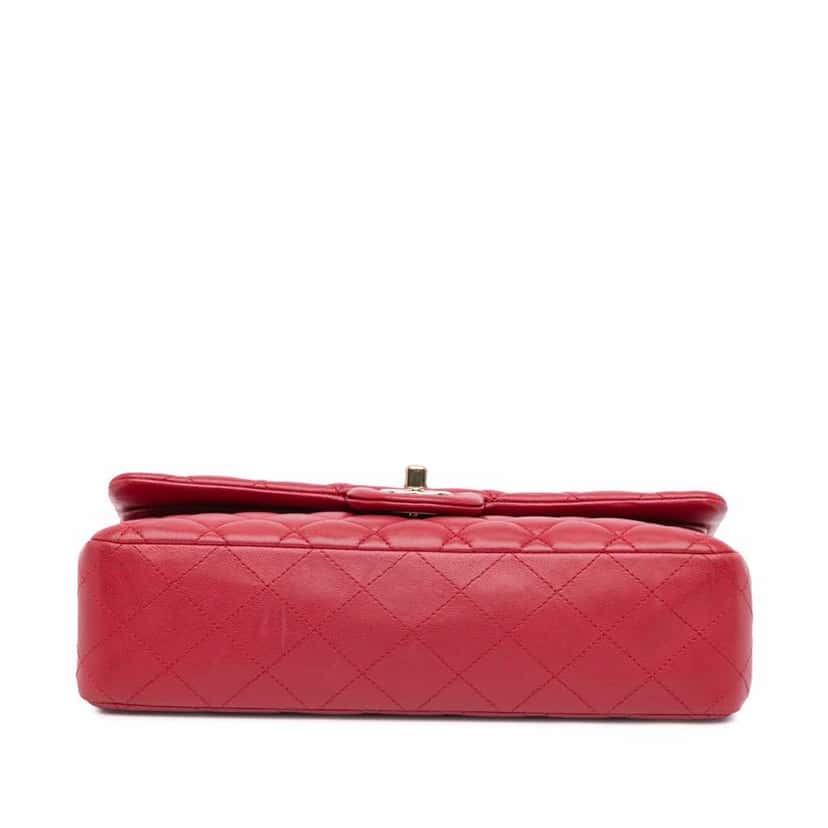 Chanel Medium Classic Lambskin Double Flap Pink Leather Good condition - Inside View