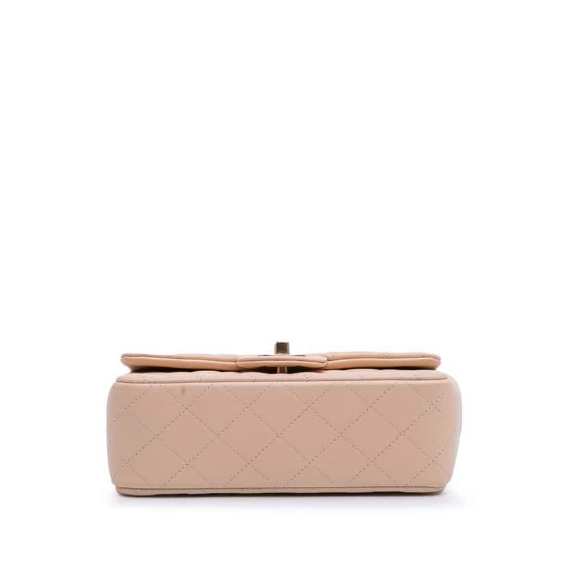 Chanel Mini Rectangular Classic Lambskin Single Flap Brown Leather Good condition - Inside View