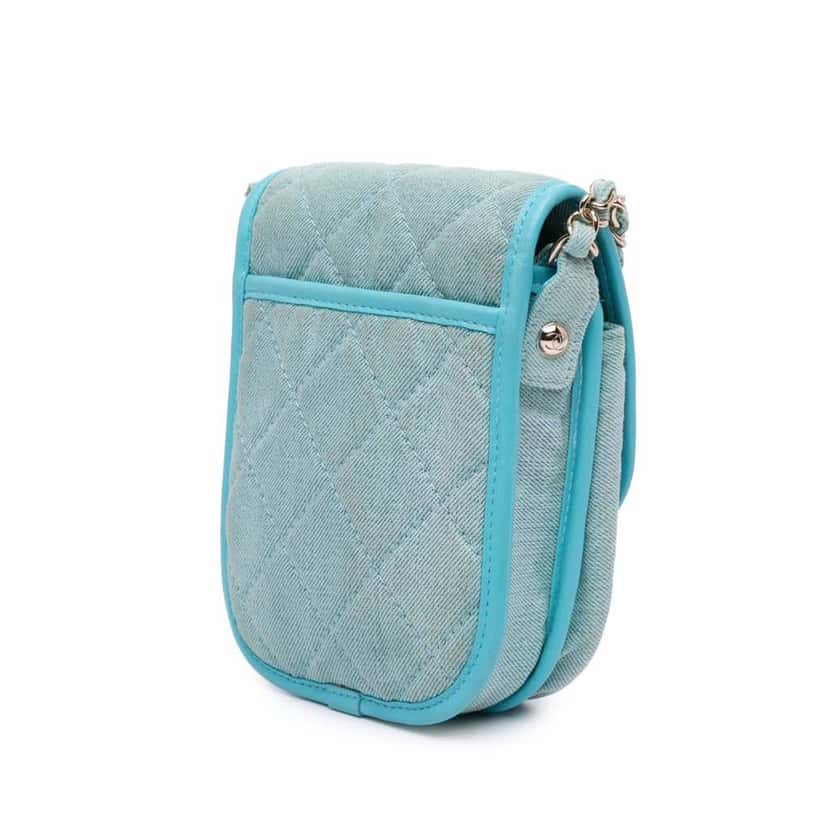 Chanel Mini CC Quilted Denim Crossbody Blue Good condition - Back View