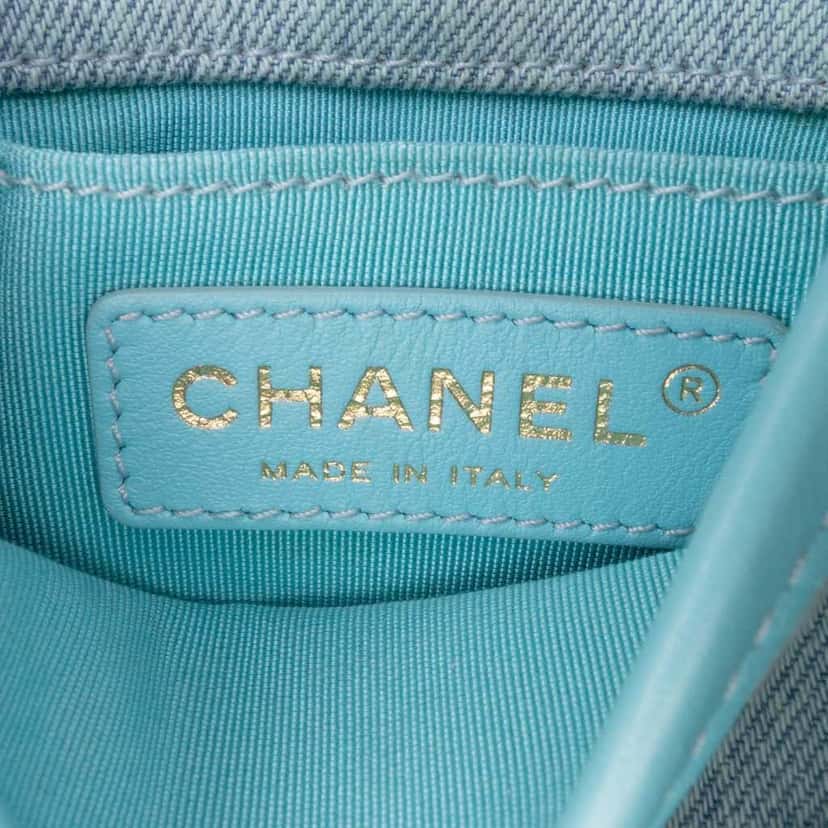 Chanel Mini CC Quilted Denim Crossbody Blue Good condition - Box View