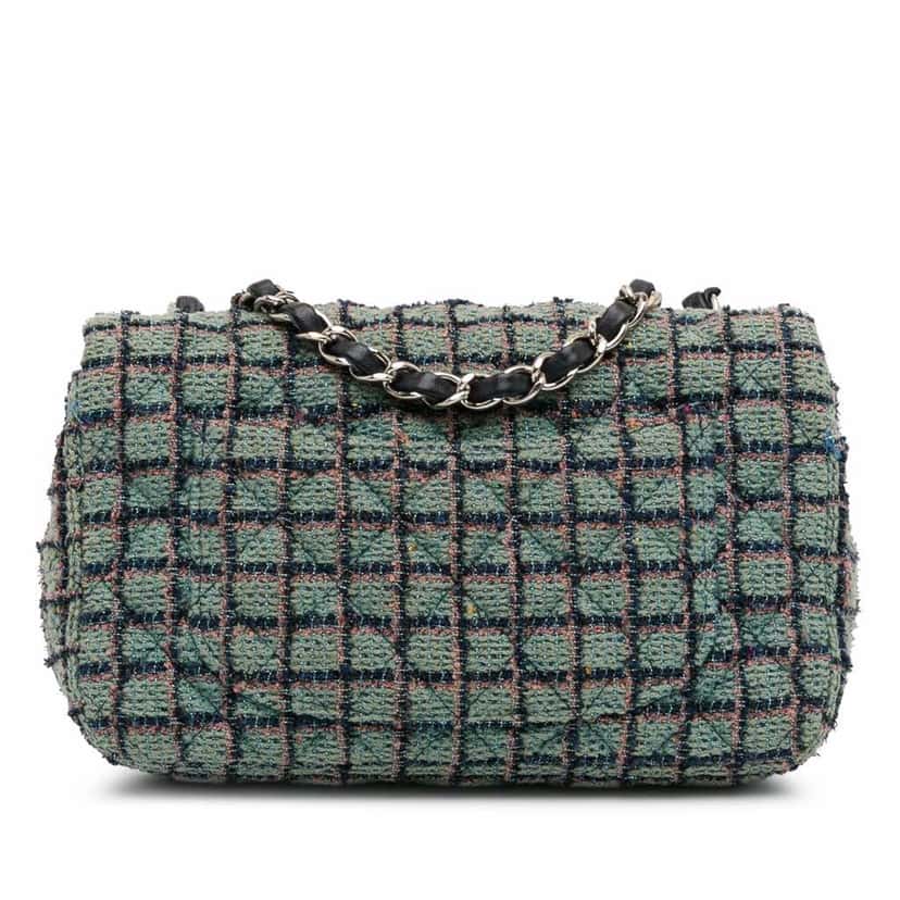 Chanel Mini Rectangular Classic Tweed Flap Green Good condition - Inside View