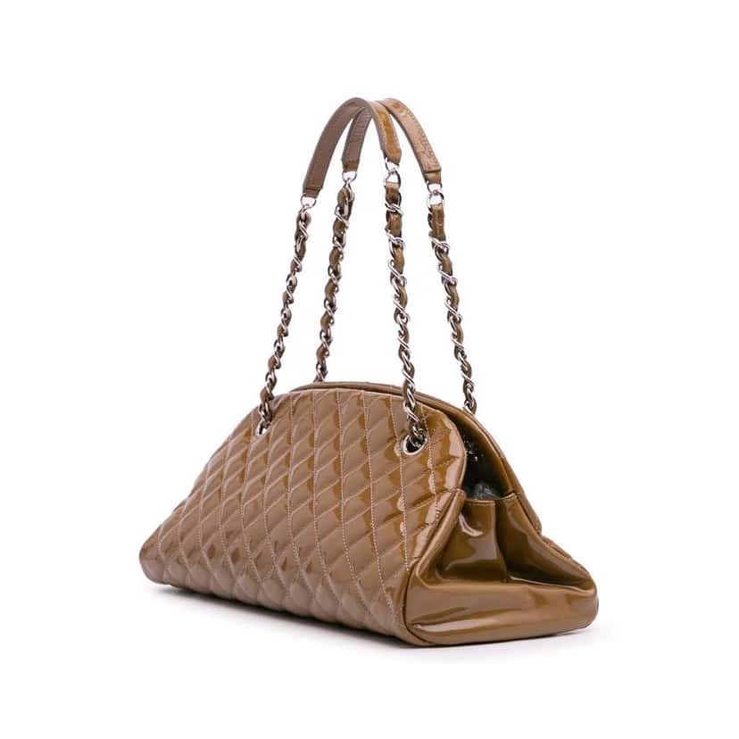 Chanel Medium Patent Just Mademoiselle Shoulder Bag Brown Leather Good condition - Back View