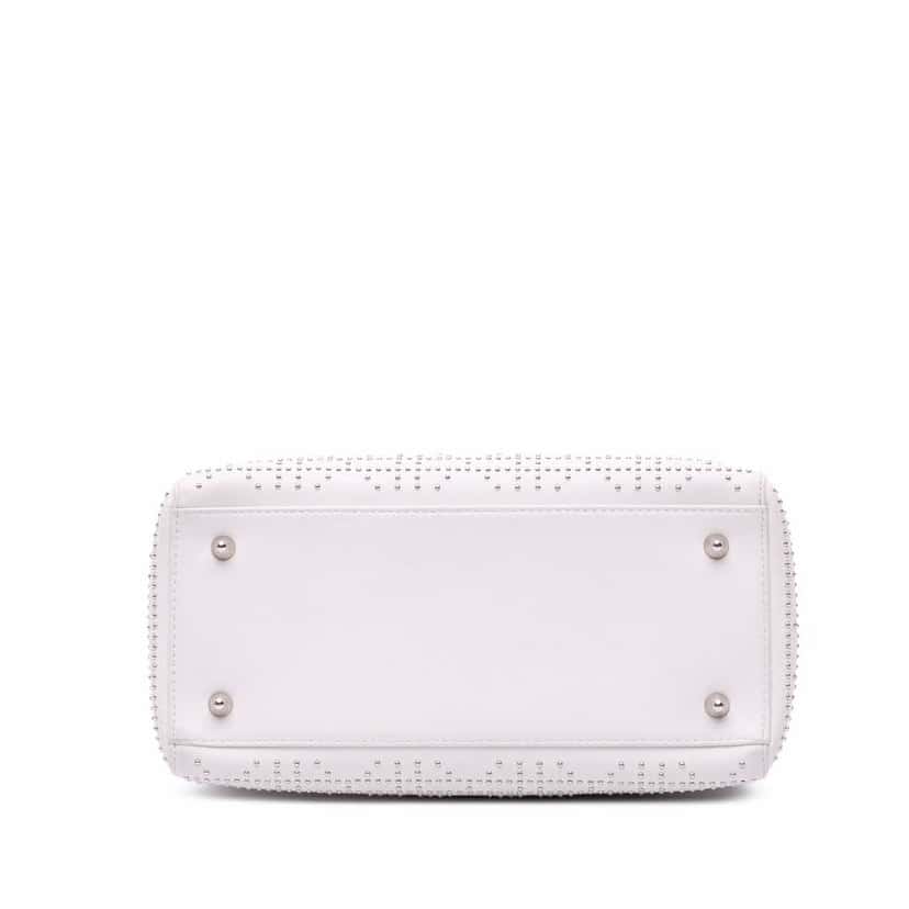 Dior Medium Lambskin Cannage Studded Lady Dior White Leather Good condition - Inside View