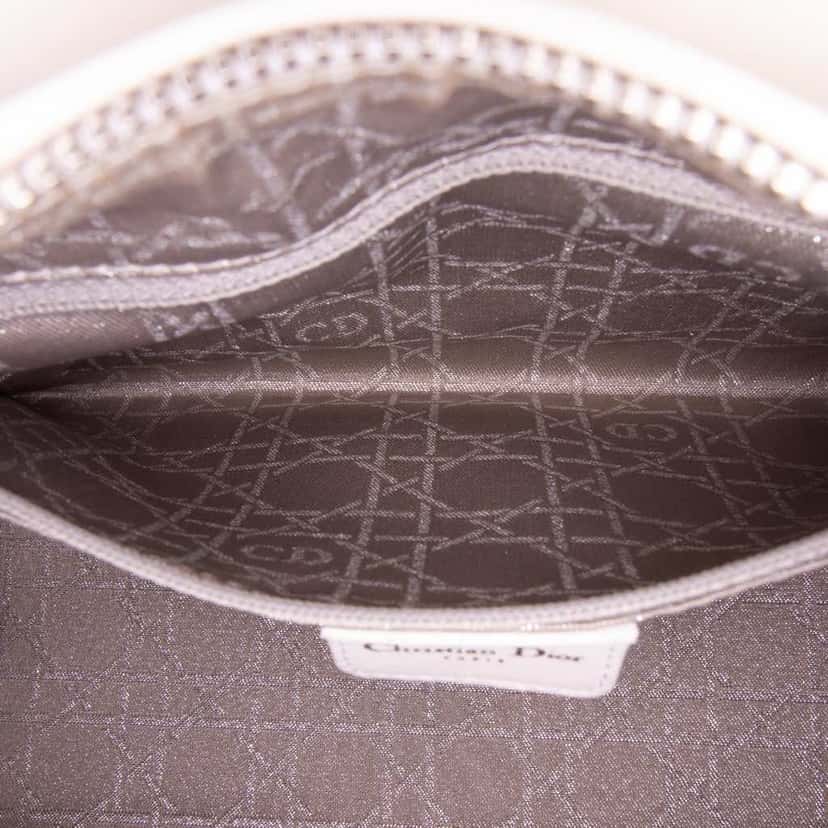 Dior Medium Lambskin Cannage Studded Lady Dior White Leather Good condition - Box View