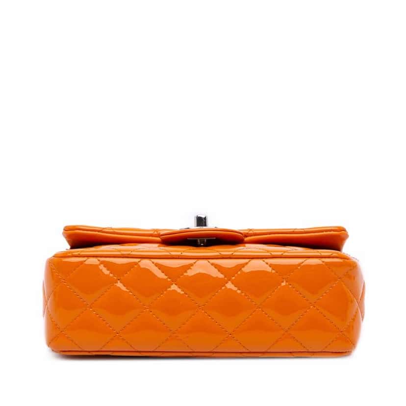 Chanel Mini Rectangular Classic Patent Single Flap Orange Leather Good condition - Inside View