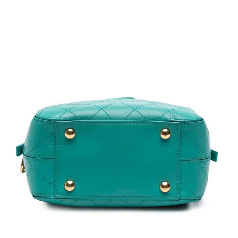 Chanel CC Stitched Calfskin Enamel Camera Bag Blue Leather Good condition - Inside View