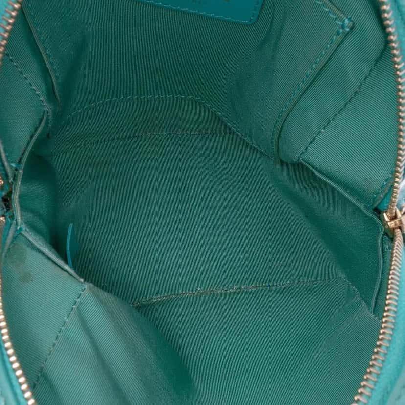 Chanel CC Stitched Calfskin Enamel Camera Bag Blue Leather Good condition - Model View