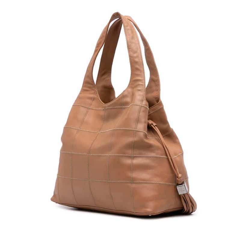 Chanel Calfskin Square Stitch Tassel Hobo Brown Leather Good condition - Back View