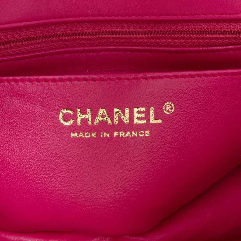 Chanel Mini Rectangular Classic Lambskin Single Flap Pink Leather Good condition - Box View
