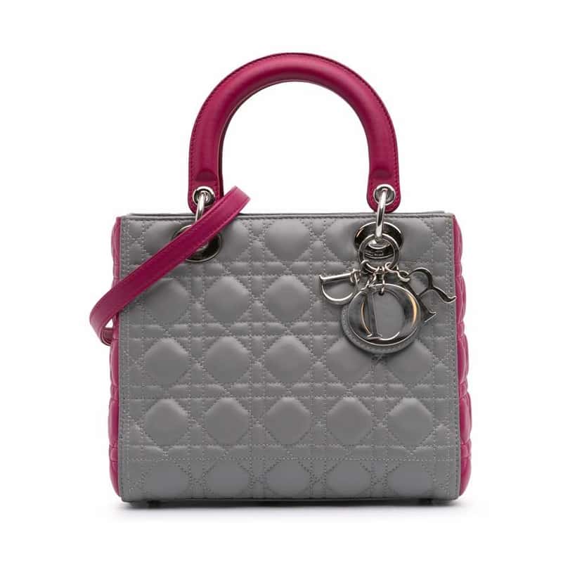 Dior Medium Bicolor Lambskin Cannage Lady Dior Other Leather Good condition - Front View