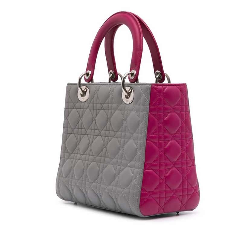 Dior Medium Bicolor Lambskin Cannage Lady Dior Other Leather Good condition - Back View