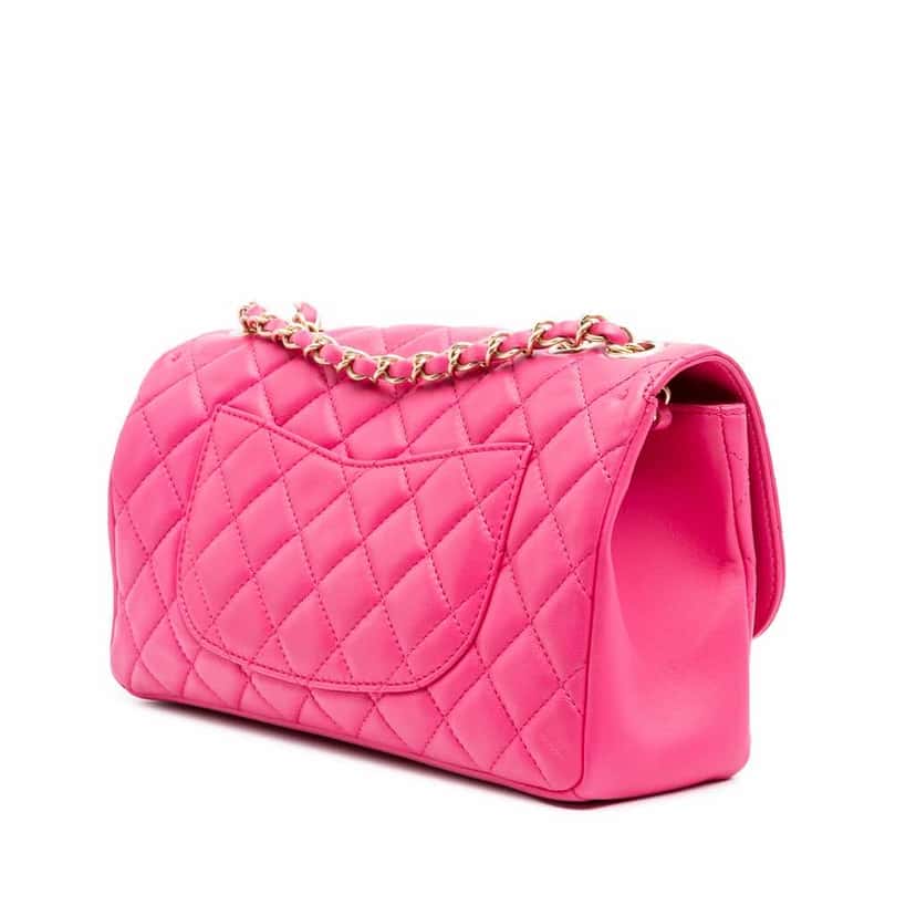Chanel Medium Quilted Lambskin Mademoiselle Chic Flap Pink Leather Good condition - Back View
