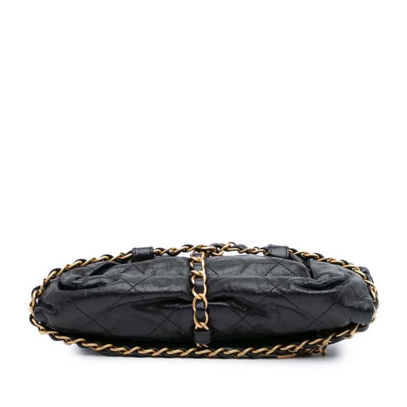 Chanel Quilted Calfskin Midnight Swim Baluchon Bag Black Leather Good condition - Inside View