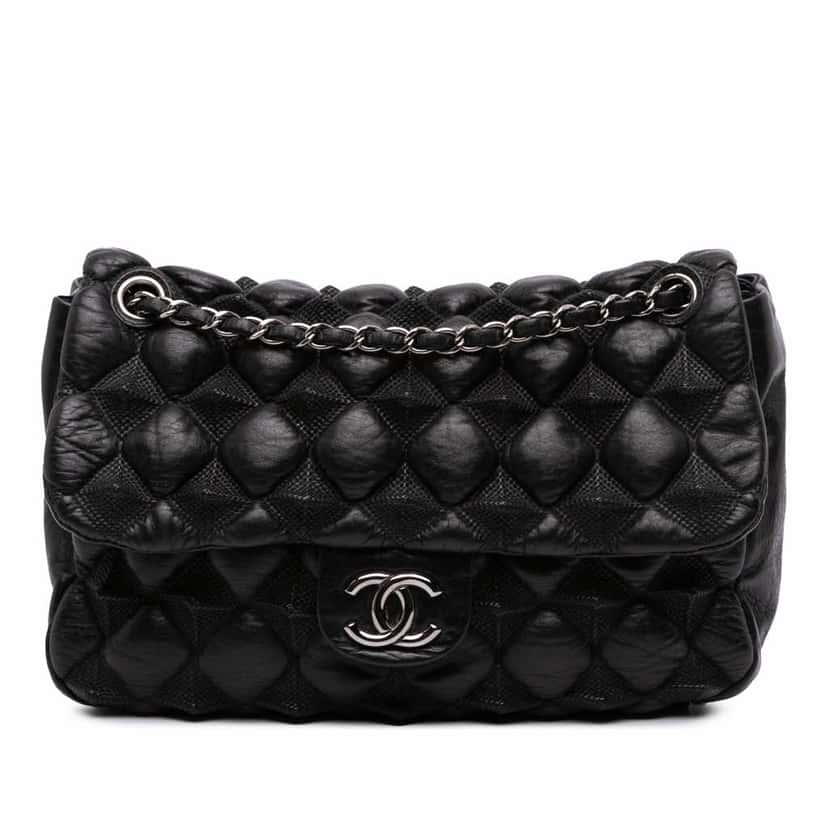 Chanel Quilted Lambskin Stravinsky Flap Black Leather Good condition - Front View