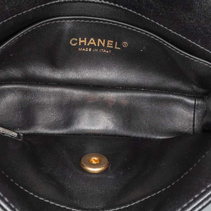 Chanel Small Quilted Lambskin Chain is More Flap Black Leather Good condition - Model View