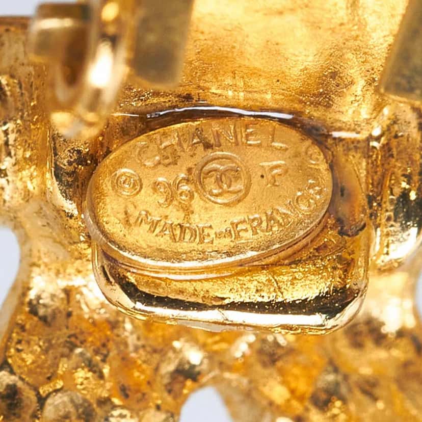 Chanel CC Drop Earrings Gold Metal Good condition - Inside View