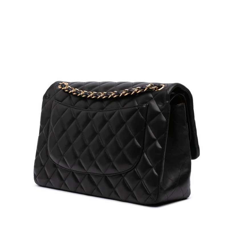 Chanel Jumbo Classic Lambskin Double Flap Black Leather Good condition - Back View