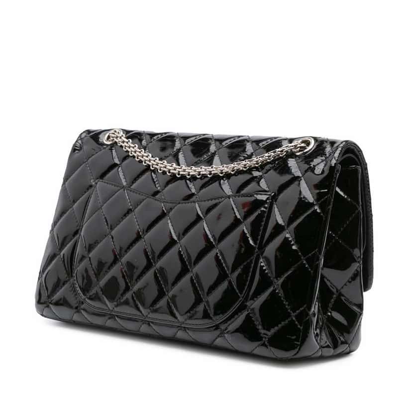Chanel 2.55 Reissue Quilted Patent Double Flap 227 Black Leather Good condition - Back View