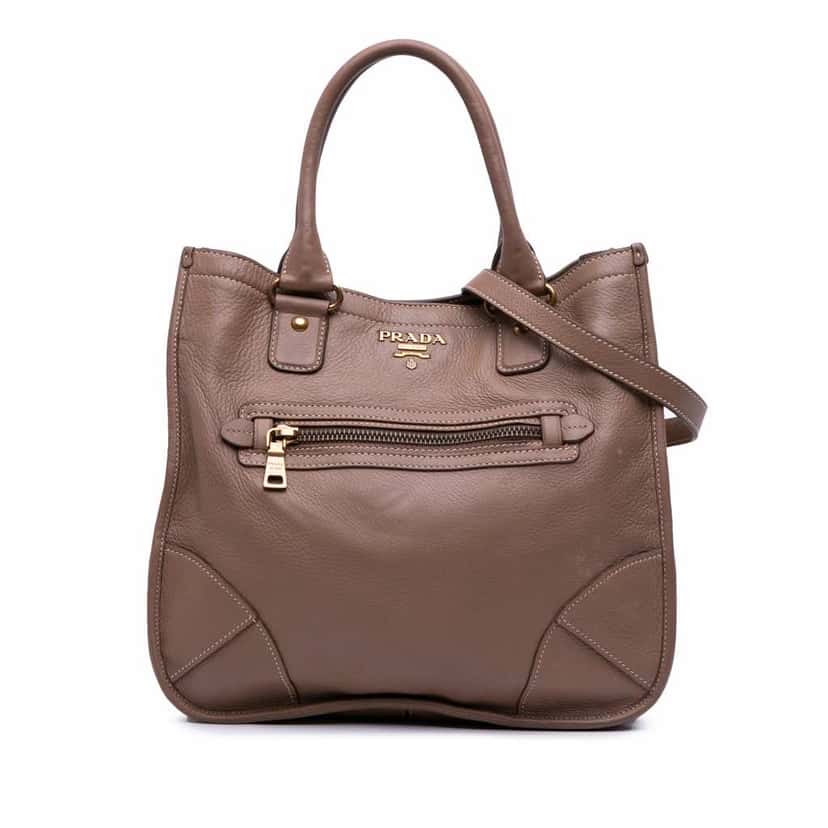 Prada Cervo Tote Brown Leather Good condition - Front View