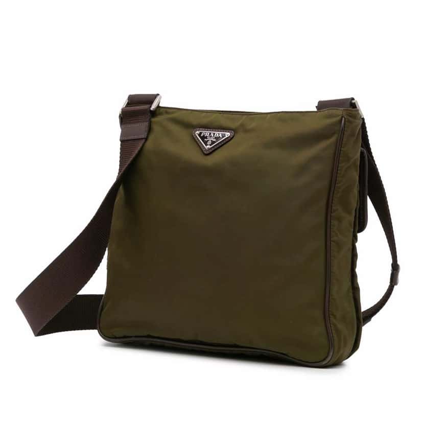 Prada Tessuto Zip Top Crossbody Green Good condition - Back View