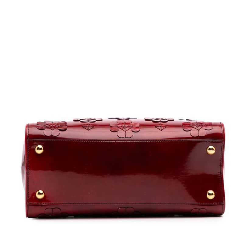 Prada Spazzolato Floral Applique Satchel Red Leather Good condition - Inside View