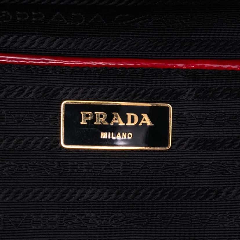 Prada Spazzolato Floral Applique Satchel Red Leather Good condition - Box View