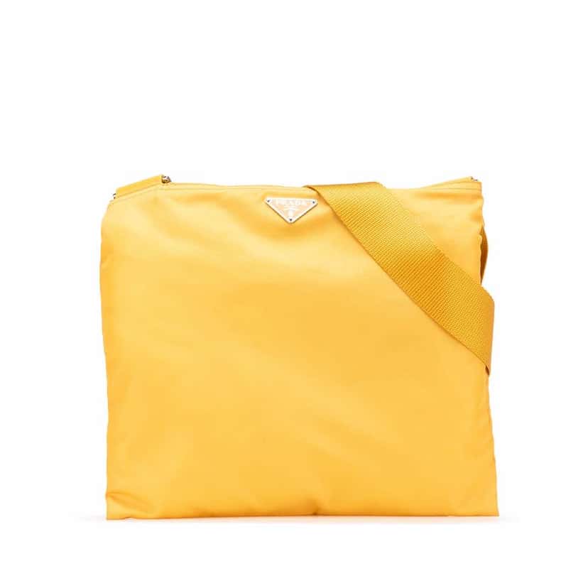 Prada Tessuto Zip Top Crossbody Yellow Good condition - Front View