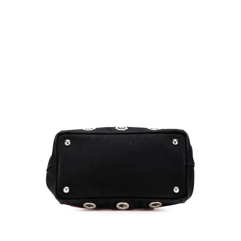 Prada Small Canvas Canapa Grommet Satchel Black Good condition - Inside View