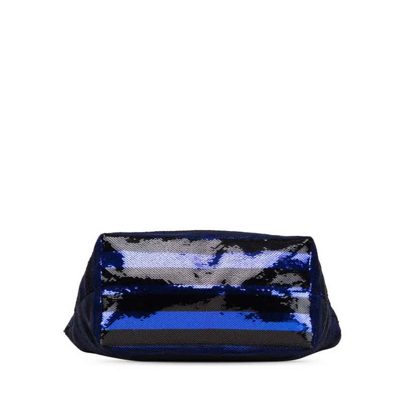 Prada Sequined Satin Stripes Tote Blue Good condition - Inside View