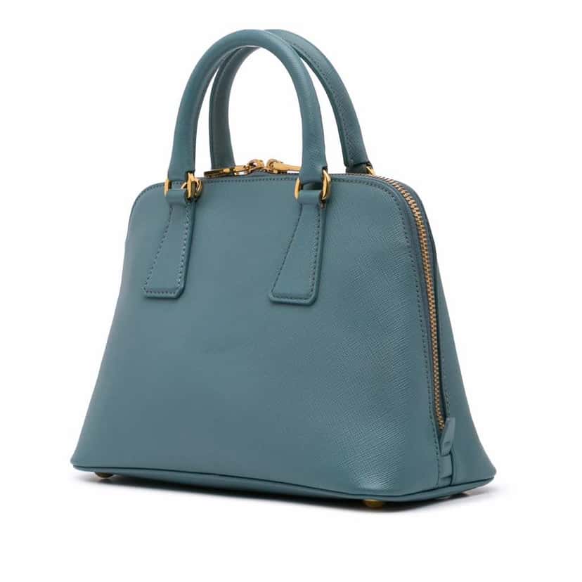 Prada Small Saffiano Lux Promenade Blue Leather Good condition - Back View