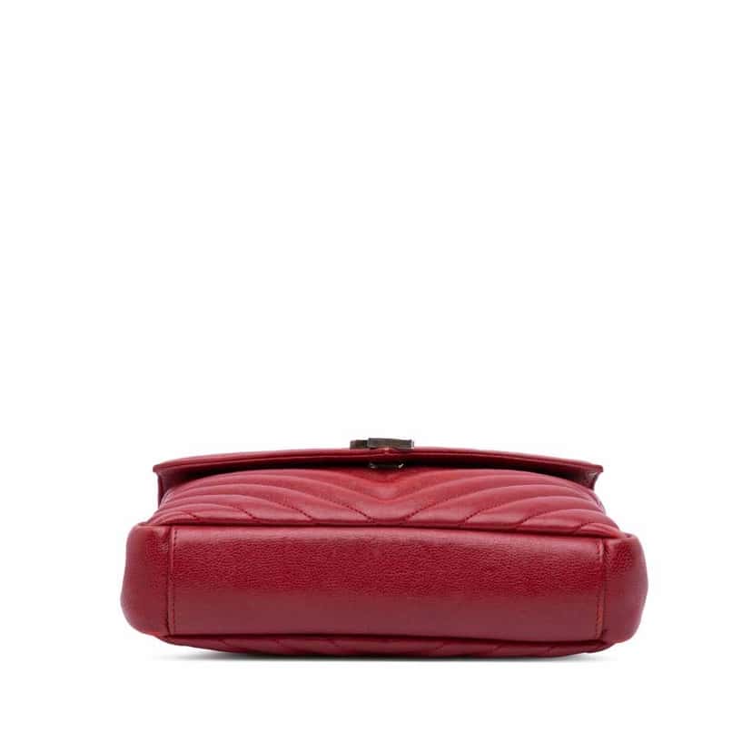 Saint Laurent Medium Quilted Chevron Sheepskin College Satchel Red Leather Good condition - Inside View