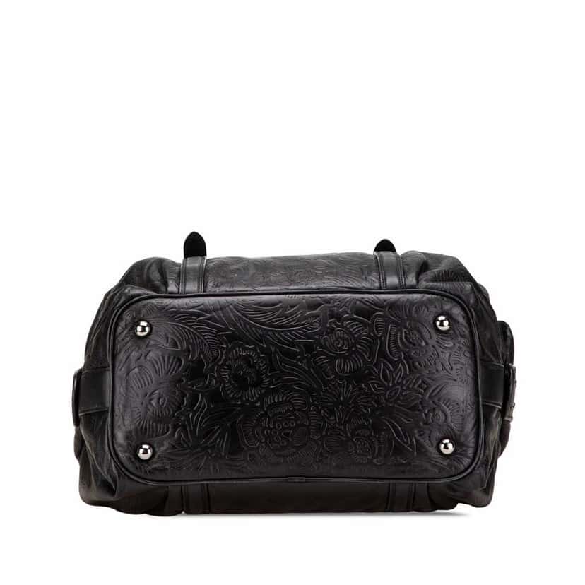 Loewe Embossed Leather Canela Boston Bag Black Leather Fair condition - Inside View