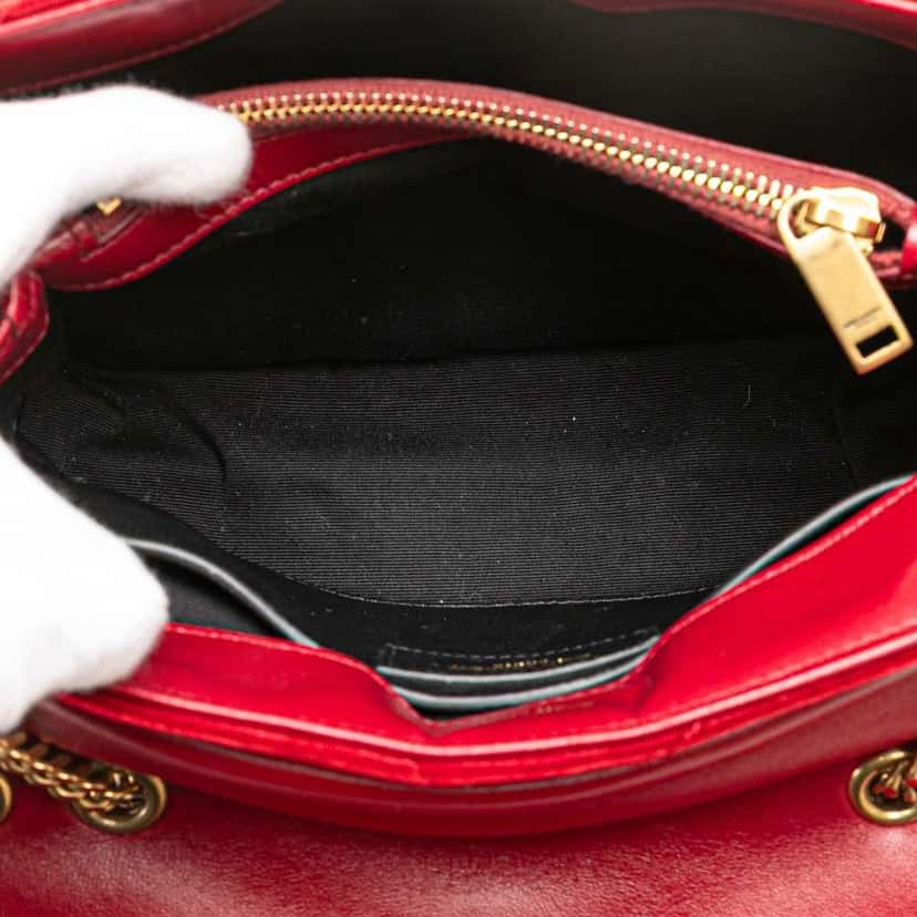 Saint Laurent Small Velvet Monogram Matelasse LouLou Shoulder Bag Red Good condition - Box View