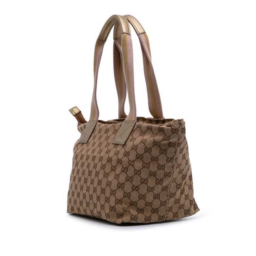 Gucci GG Canvas Web Tote Brown Fair condition - Back View