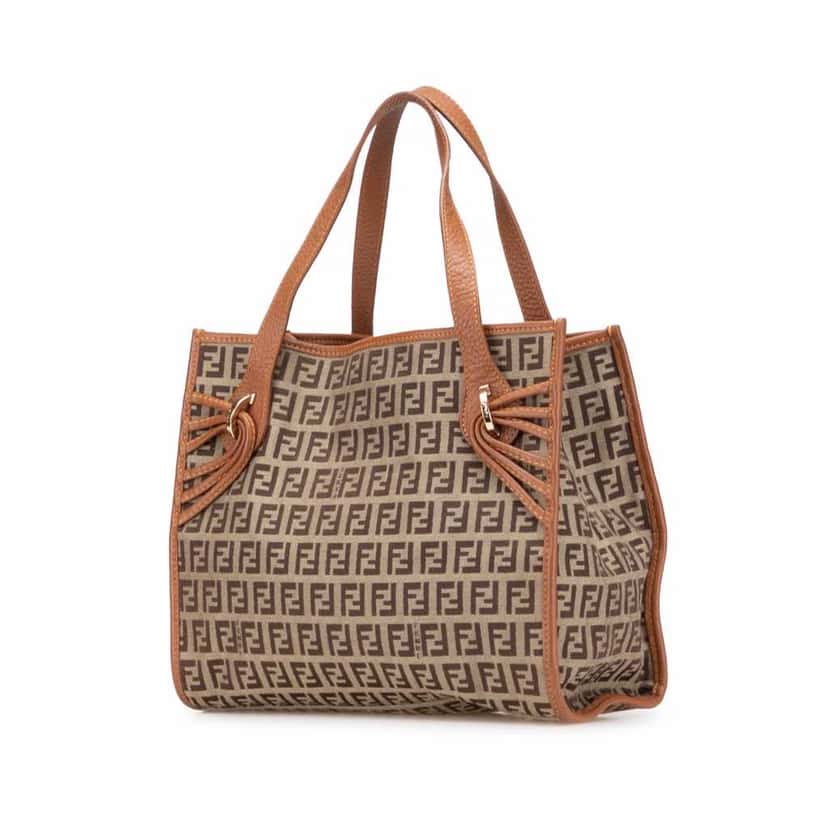 Fendi Zucchino Canvas Handbag Brown Good condition - Back View