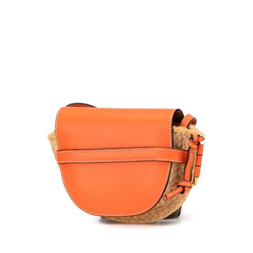 Loewe Mini Raffia Gate Crossbody Brown Good condition - Back View