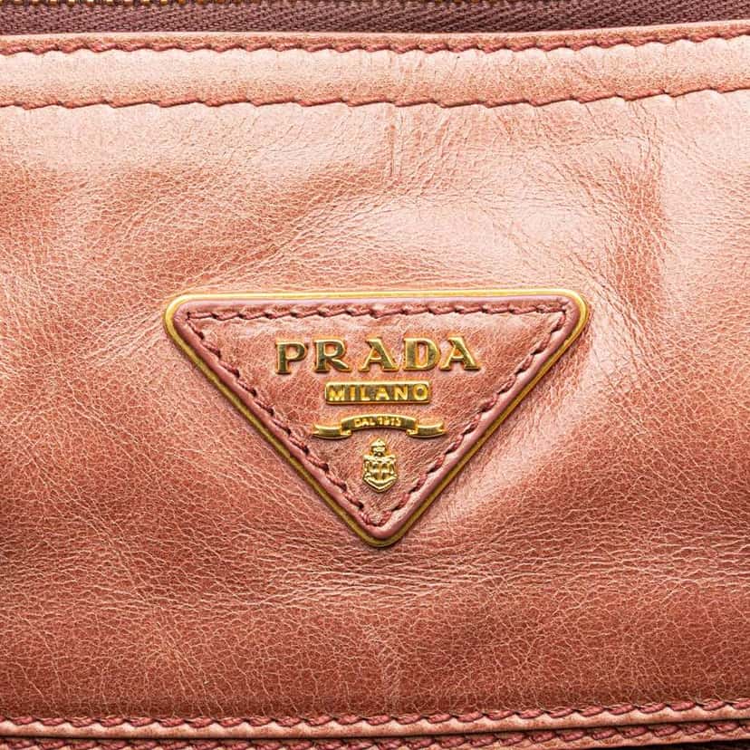 Prada Vitello Shine Satchel Pink Leather Fair condition - Box View