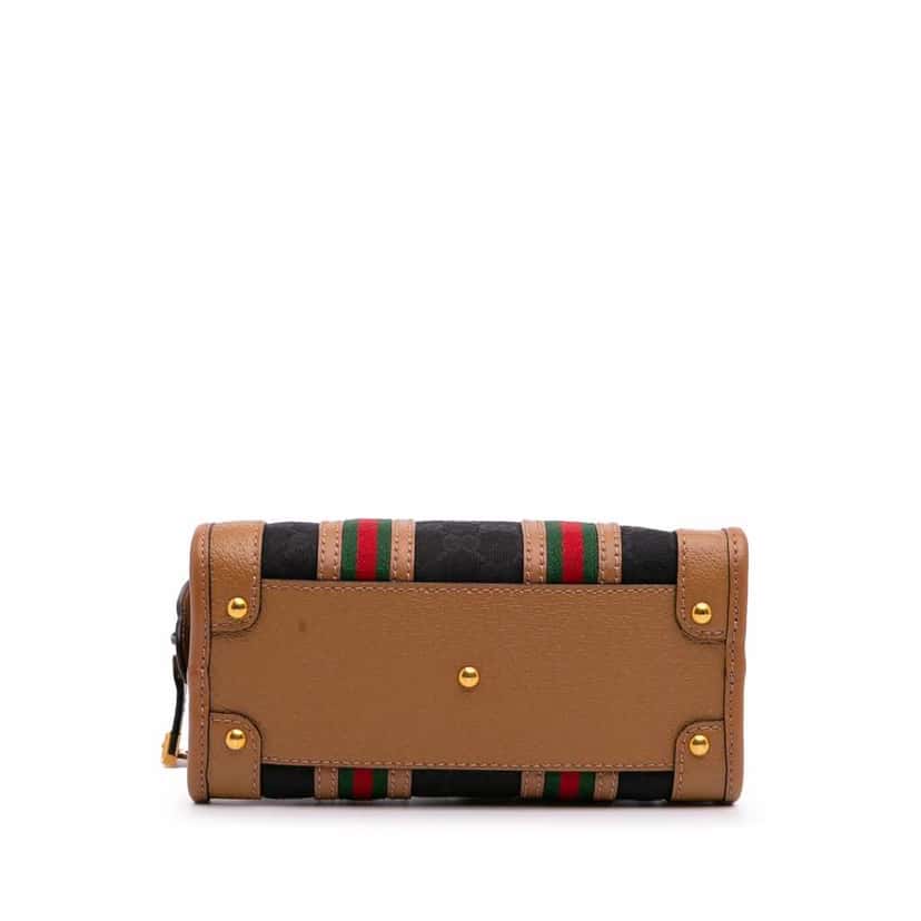 Gucci Mini GG Canvas Web Bauletto Top Handle Bag Black Good condition - Inside View