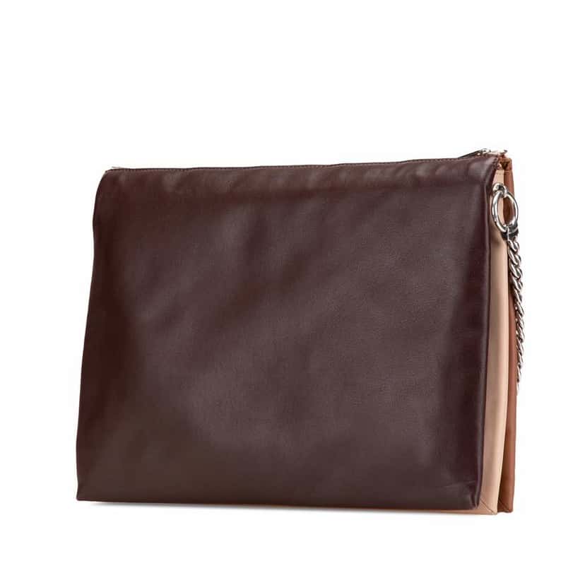 Celine Lambskin Soft Trio Shoulder Bag Brown Leather Good condition - Back View