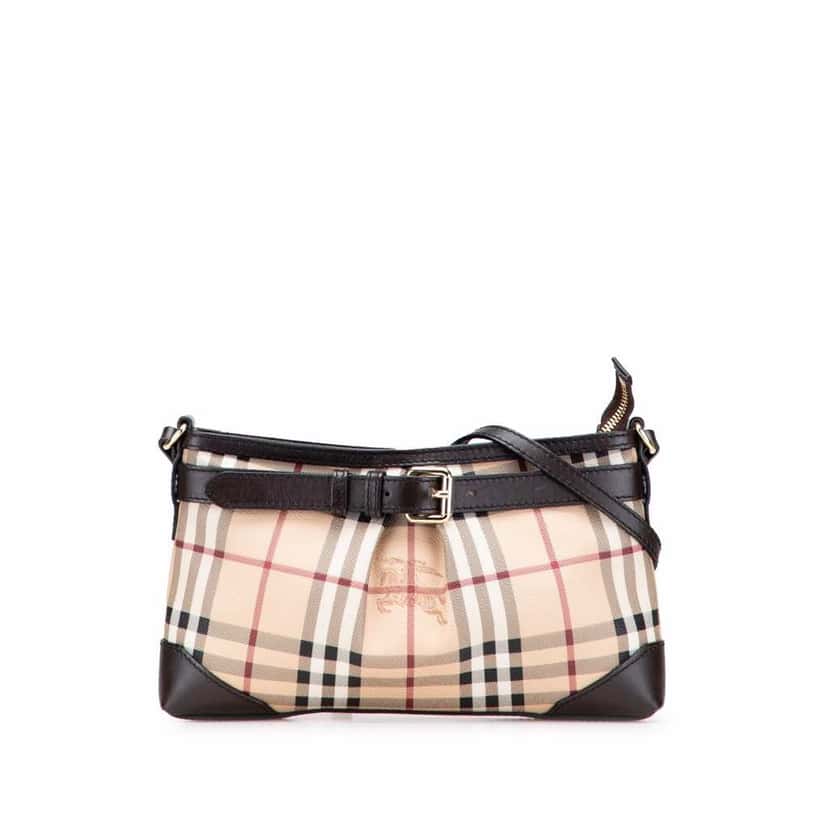 Burberry Haymarket Check Coated Canvas Smithfield Crossbody Brown Fair condition - Front View