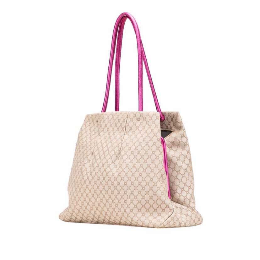 Celine Macadam Canvas Clasp Tote Brown Fair condition - Back View