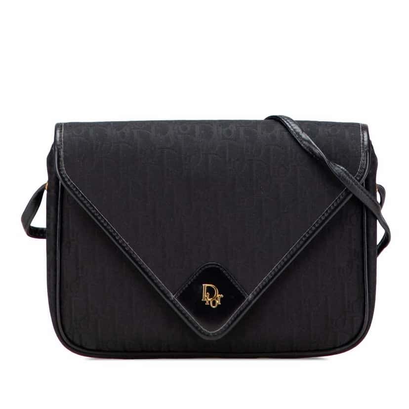 Dior Oblique Canvas Flap Crossbody Black Good condition - Front View